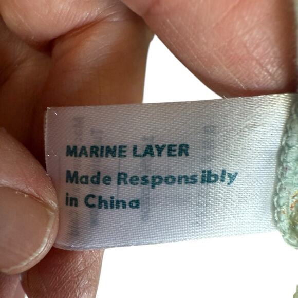 Marine Layer Men's Shirt L Green Cotton Palm Tree Print Button Up Coastal Preppy - Picture 10 of 12